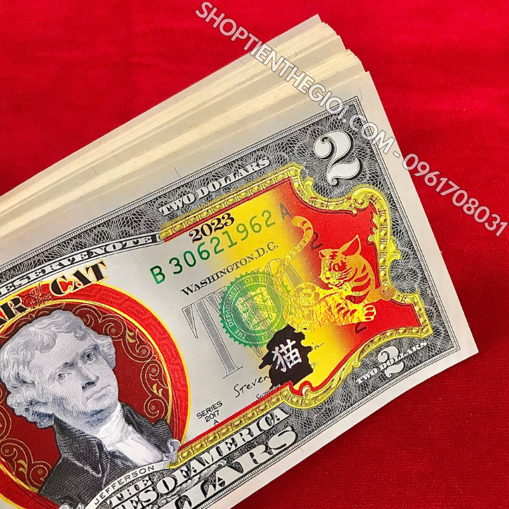 Tiền Năm Sinh 2 USD Hình Con Mèo Mạ Vàng 2023 - SP005990